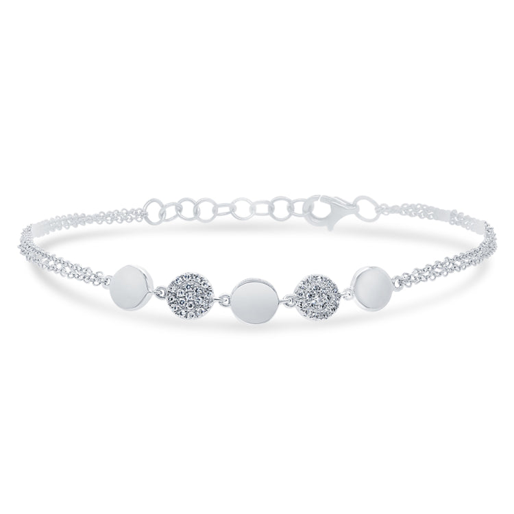 0.11ct 14k White Gold Diamond Pave Circle Bracelet