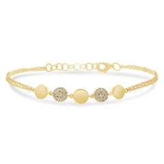 0.11ct 14k Yellow Gold Diamond Pave Circle Bracelet