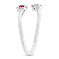 0.07ct Diamond & 0.20ct Ruby 14k White Gold Lady's Ring Size 5