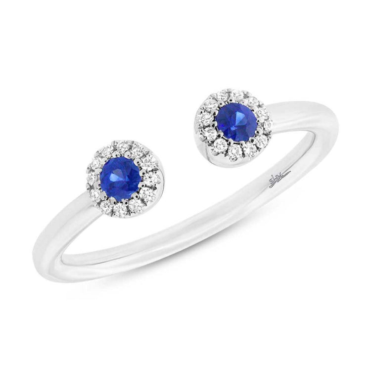 0.07ct Diamond & 0.16ct Blue Sapphire 14k White Gold Lady's Ring Size 9