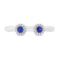 0.07ct Diamond & 0.16ct Blue Sapphire 14k White Gold Lady's Ring Size 9