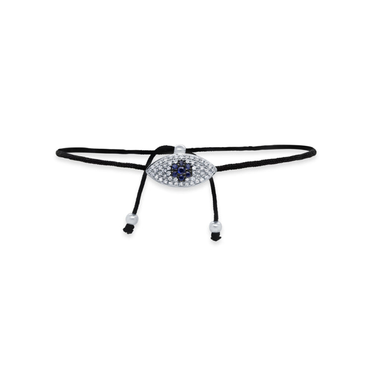 0.11CT DIAMOND & 0.06CT BLUE SAPPHIRE 14K W/G EYE BRACELET