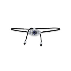 0.11CT DIAMOND & 0.06CT BLUE SAPPHIRE 14K W/G EYE BRACELET