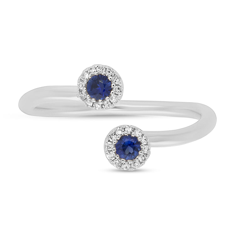 0.07ct Diamond & 0.20ct Blue Sapphire 14k White Gold Lady's Ring Size 5
