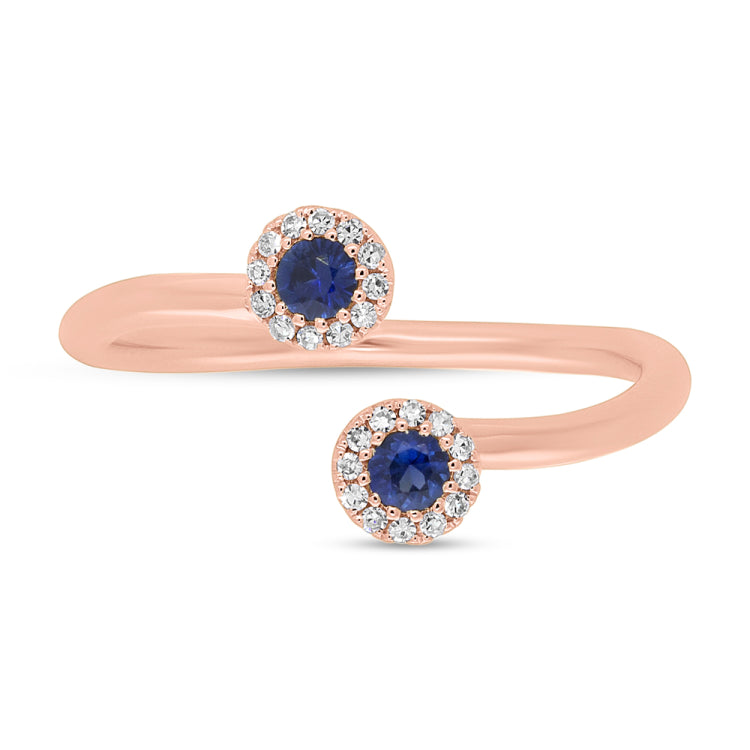 0.07ct Diamond & 0.20ct Blue Sapphire 14k Rose Gold Lady's Ring Size 5