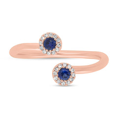 0.07ct Diamond & 0.20ct Blue Sapphire 14k Rose Gold Lady's Ring Size 5