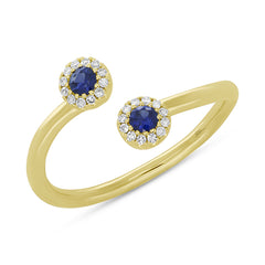 0.07ct Diamond & 0.20ct Blue Sapphire 14k Yellow Gold Lady's Ring Size 5