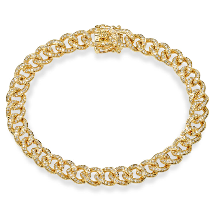 1.15Ct 14k Yellow Gold Diamond Pave Chain Bracelet