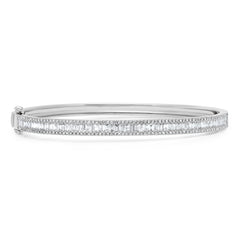 1.85ct 14k White Gold Diamond Baguette Bangle