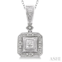 1/20 Ctw Round Cut Diamond Vintage Pendant in Sterling Silver With Chain