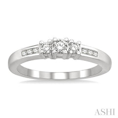 1/4 Ctw Nine Stone Round Cut Diamond Engagement Ring in 14K White Gold