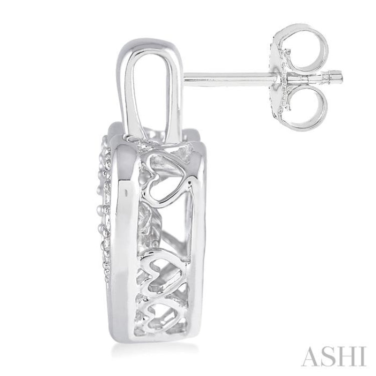 1/10 ctw Round Cut Diamond Emotion Heart Earrings in Sterling Silver