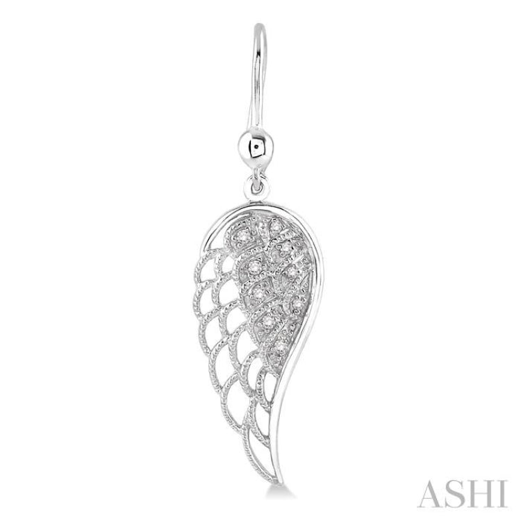1/20 Ctw Round Cut Diamond Angel Wings Diamond Earrings in Sterling Silver