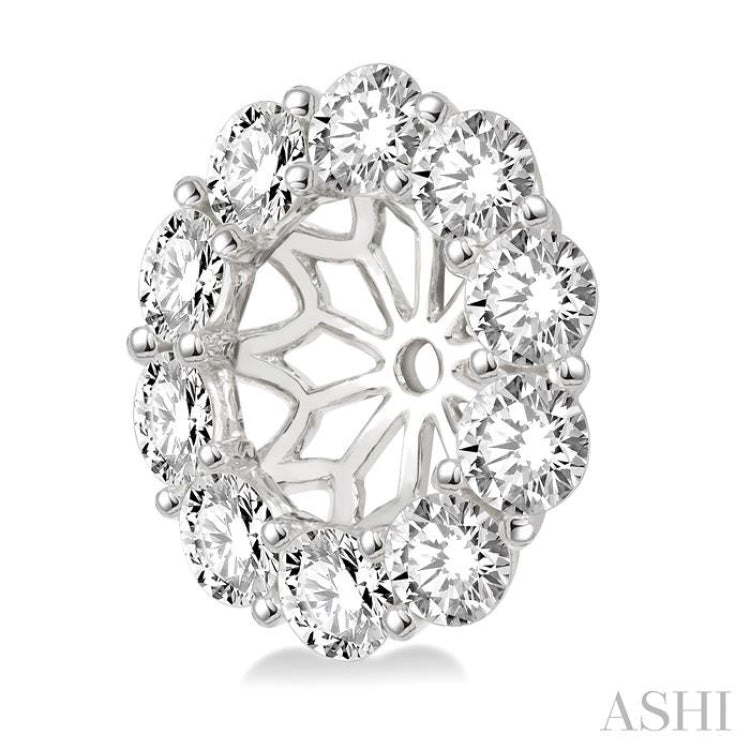 1 Ctw Round Cut Diamond Earrings Jacket in 14K White Gold