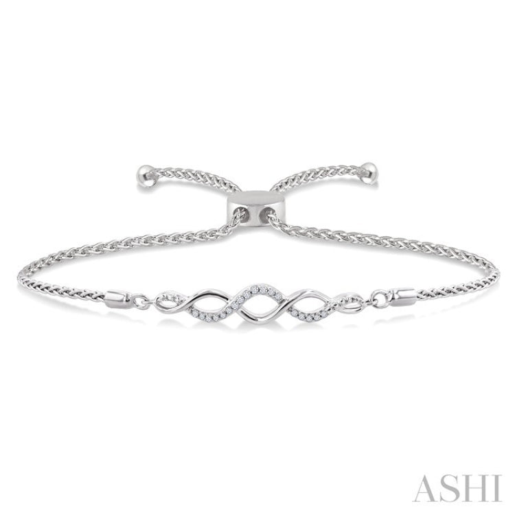 1/20 Ctw Infinity Swirl Round Cut Diamond Sterling Silver Lariat Bracelet