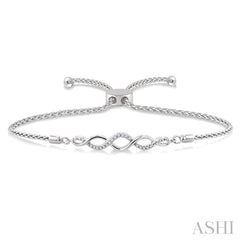1/20 Ctw Infinity Swirl Round Cut Diamond Sterling Silver Lariat Bracelet
