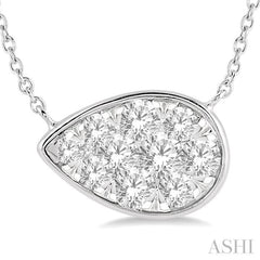 1/2 Ctw Pear Shape Lovebright Diamond Pendant With Chain in 14K White Gold