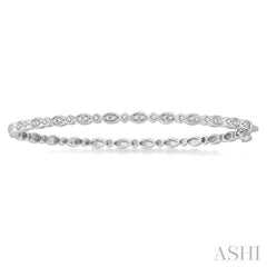 1/4 Ctw Marquise Mount Round Cut Diamond Stackable Bangle in 14K White Gold