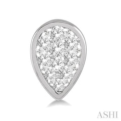 1/2 Ctw Pear Shape Lovebright Round Cut Diamond Bezel Stud Earrings in 14K White Gold