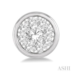 1/3 Ctw Lovebright Round Cut Diamond Bezel Stud Earrings in 14K White Gold