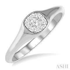 1/6 Ctw Cushion Shape Lovebright Diamond Ring in 14K White Gold