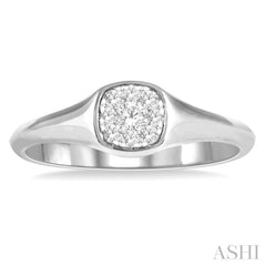 1/6 Ctw Cushion Shape Lovebright Diamond Ring in 14K White Gold