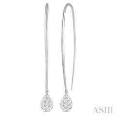 1/2 Ctw Pear Shape Dangler Lovebright Round Cut Diamond Earrings in 14K White Gold