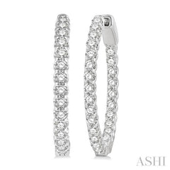 1 1/2 Ctw Inside-Out Round Cut Diamond Hoop Earrings in 14K White Gold