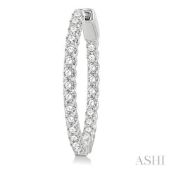 1 1/2 Ctw Inside-Out Round Cut Diamond Hoop Earrings in 14K White Gold