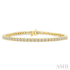 2 Ctw Square Shape Round Cut Diamond Tennis Bracelet in 14K Yellow Gold