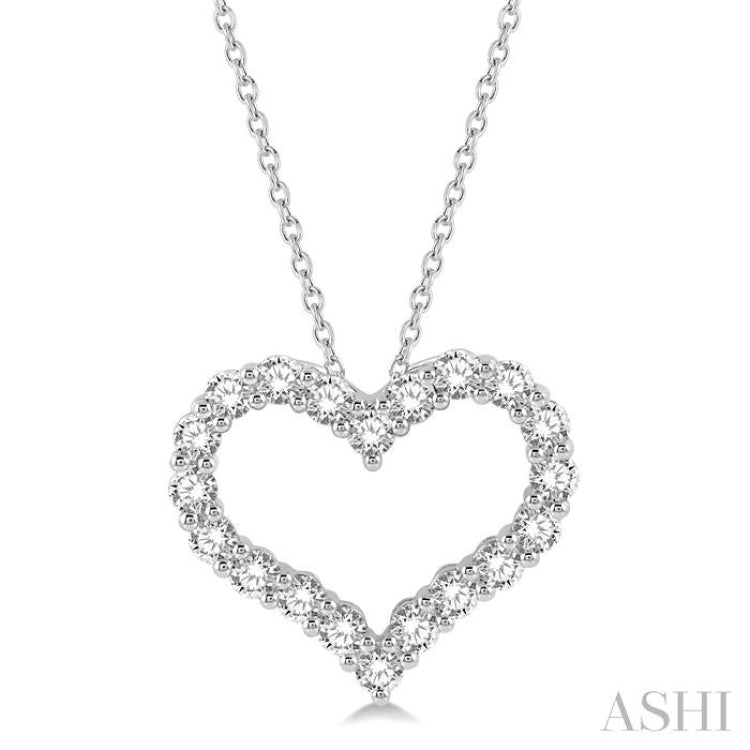 2 Ctw Heart Shape Round Cut Diamond Pendant With Chain in 14K White Gold