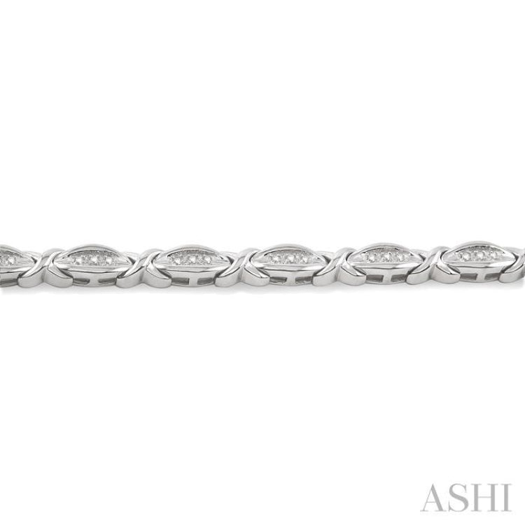 1/6 Ctw 'X' Shape Round Cut Diamond Bracelet in Sterling Silver