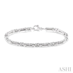 1/10 Ctw Knot Shape Round Cut Diamond Link Bracelet in Sterling Silver