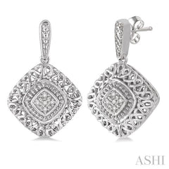 1/20 ctw Cushion Shape Single Cut Diamond Earrings in Sterling Silver