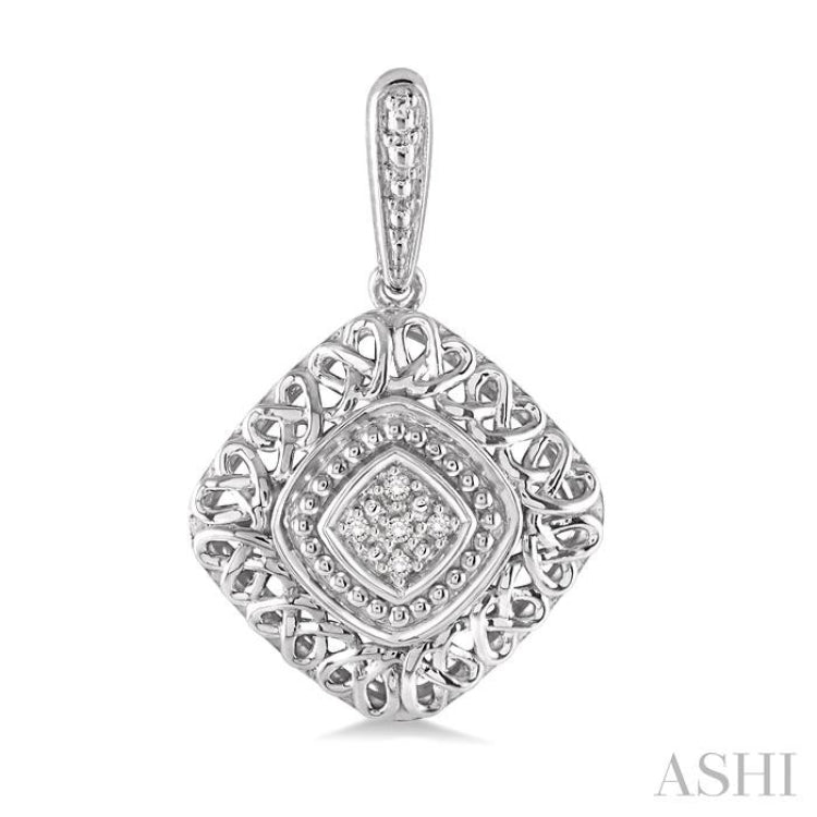 1/20 ctw Cushion Shape Single Cut Diamond Earrings in Sterling Silver