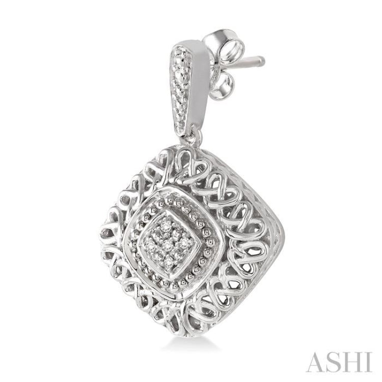 1/20 ctw Cushion Shape Single Cut Diamond Earrings in Sterling Silver