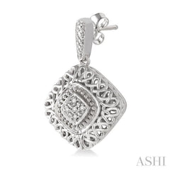 1/20 ctw Cushion Shape Single Cut Diamond Earrings in Sterling Silver