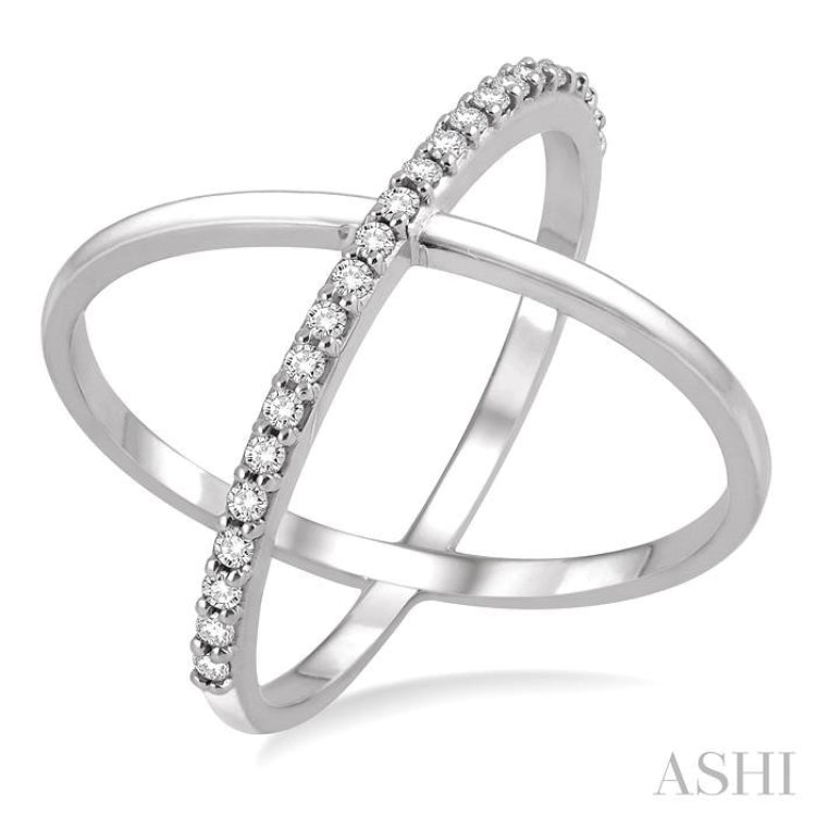 1/4 ctw Round Cut Diamond 'X' Ring in 14K White Gold