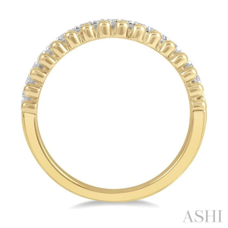 1/5 Ctw Ball Bead and Round Cut Bead Bijoux Diamond Wedding Band in 14K Yellow Gold