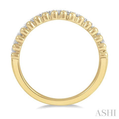 1/5 Ctw Ball Bead and Round Cut Bead Bijoux Diamond Wedding Band in 14K Yellow Gold