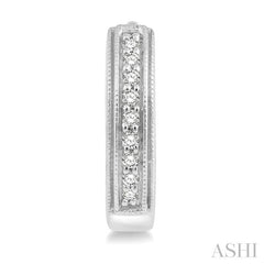 1/10 Ctw Scooped Center Round Cut Diamond Huggie Petite Earrings in 10K White Gold