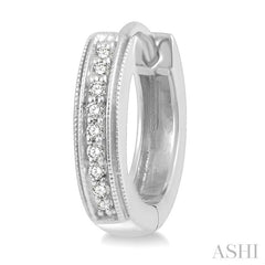 1/10 Ctw Scooped Center Round Cut Diamond Huggie Petite Earrings in 10K White Gold