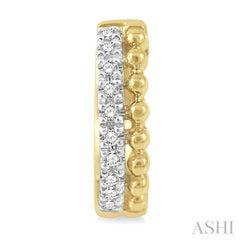 1/10 Ctw Circular Bead & Round Cut Bead Bijoux Diamond Huggie Petite Earrings in 10K Yellow Gold