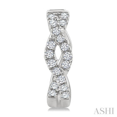 1/6 Ctw Entwined Round Cut Diamond Huggie Petite Earrings in 10K White Gold