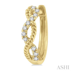 1/10 Ctw Split & Twisted Rope and Single Cut Diamond Huggie Petite Earrings in 10K Yellow Gold