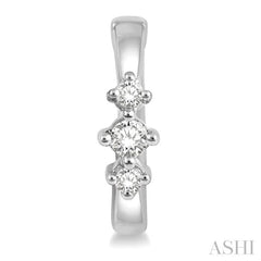 1/6 Ctw Three Stone Round Cut Diamond Huggie Petite Earrings in 10K White Gold