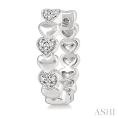 1/20 Ctw Mini Hearts Round Cut Diamond Hoop Earrings in Sterling Silver