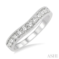 1/2 ctw Arched Round Cut Diamond Wedding Band in 14K White Gold