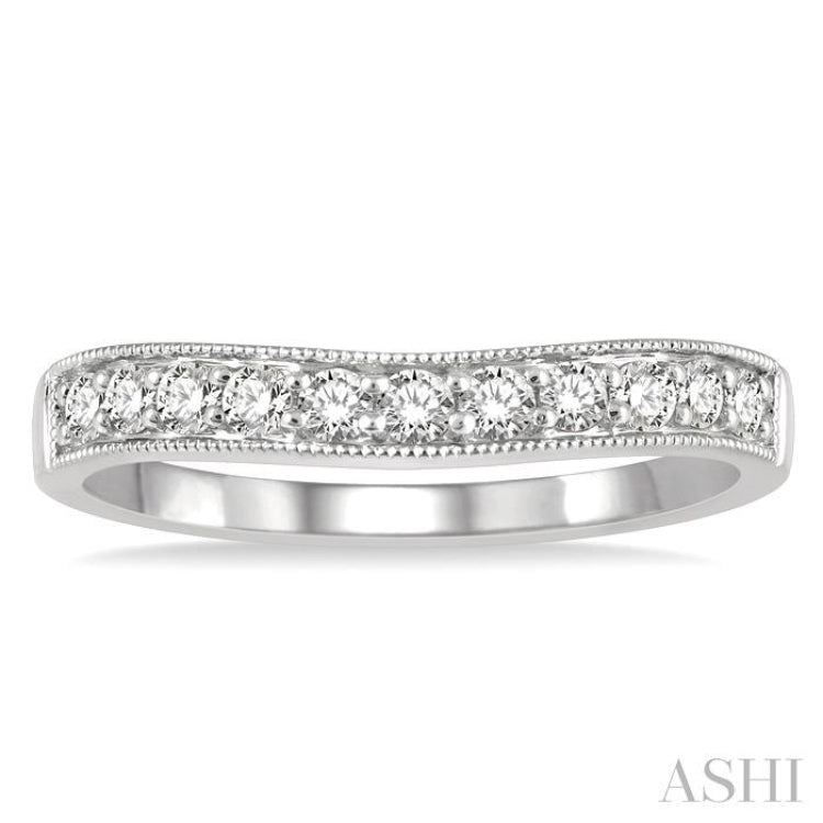 1/3 ctw Arched Round Cut Diamond Wedding Band in 14K White Gold