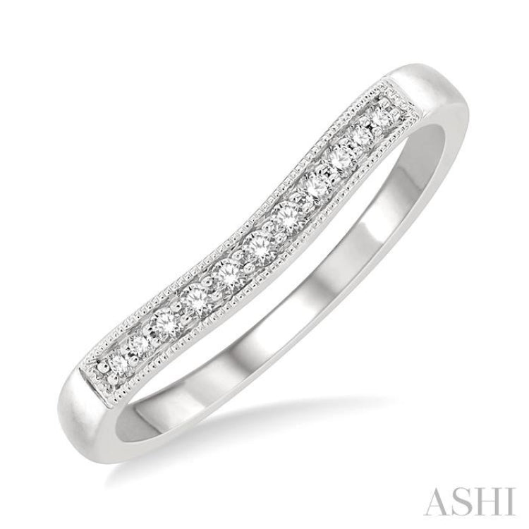 1/10 ctw Arched Round Cut Diamond Wedding Band in 14K White Gold